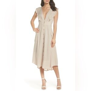 Adelyn Rae Kelsey Midi Dress in Beige